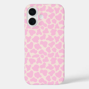 Coque Pour iPhone 16 Cute Vache Poster de animal Motif esthétique rose