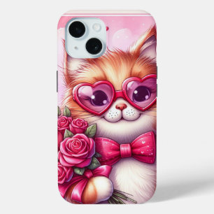 Coque Pour iPhone 15 Cute Valentine's day cat/chaton