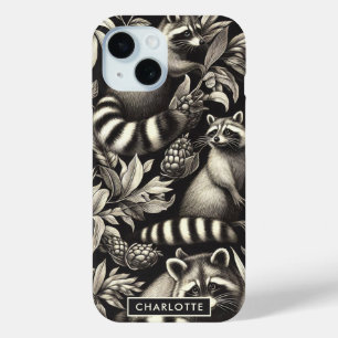 Coque Pour iPhone 15 Cute Vintage Racoon sans couture