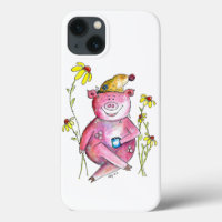 Cute Whimsical Cochon Boire Café