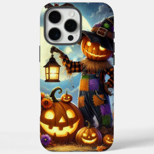 Coques iPhone 16 Pro Max Cute, Whimsical Halloween épouvantail & citrouille