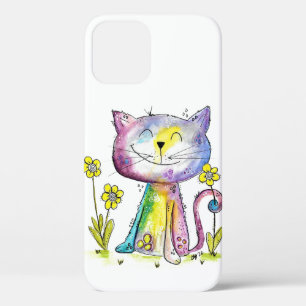 Case-Mate iPhone Case Cute Whimsical Happy Chat avec Fleur Jaune
