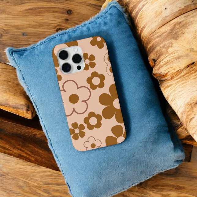 Coques Case-Mate iPhone Cute Whimsical Retro Brown Flower Motif (Créateur téléchargé)
