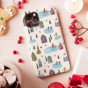 Case-Mate iPhone Case Cute Winter landscape houses skating people