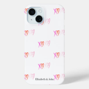 Coque Pour iPhone 15 Cute "XOXO" Coeurs Saint Valentin