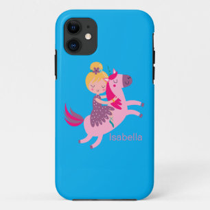 Case-Mate iPhone Case Cute Yellow Haired Girl équitation sur une licorne
