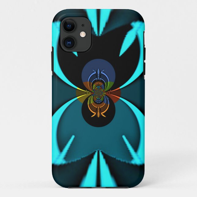 Coques Case-Mate iPhone Cyan Abstrait Art Print (Dos)