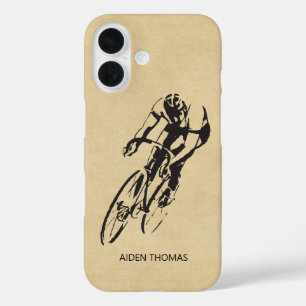 Coque Pour iPhone 16 Cyclist Road Racer avec nom