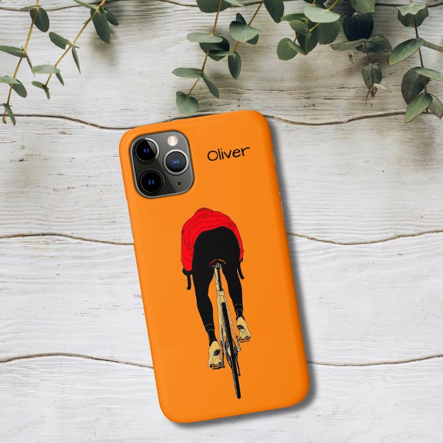 Coques Case-Mate iPhone Cycliste sur fond orange (Créateur téléchargé)