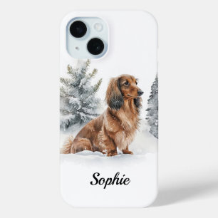 Coque Pour iPhone 15 Dachshund à poil long Doxie Chien saucisse dans la