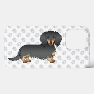 Case-Mate iPhone Case Dachshund à poil long noir et feu, chien de dessin
