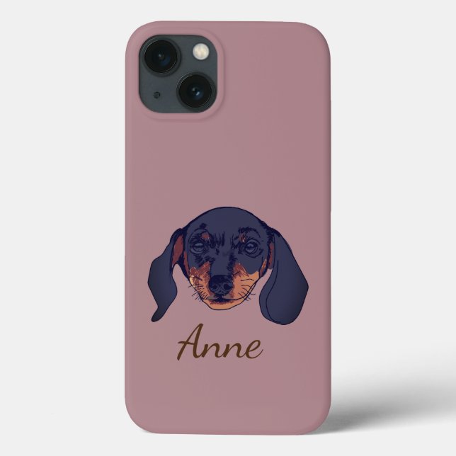 Coques Case-Mate iPhone Dachshund chien Portrait Nom personnalisé (Verso)