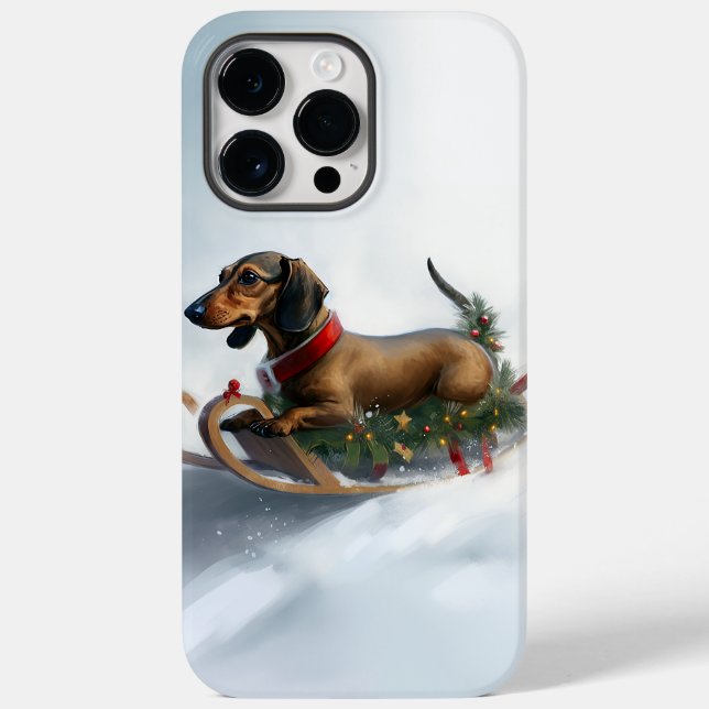 Coques Case-Mate iPhone Dachshund hiver neige de Noël (Verso)