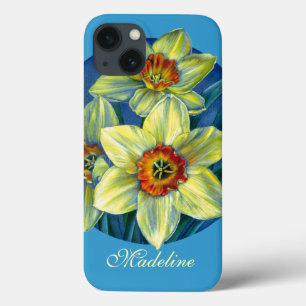 Etui iPhone 13 Daffodiques jaune bleu nommé