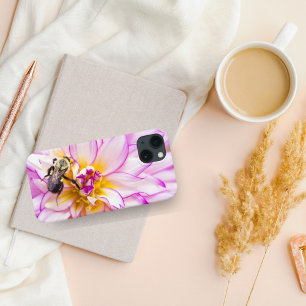 Case-Mate iPhone Case Dahlia blanc et rose avec bourdon