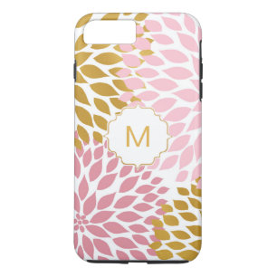 Coque iPhone 7 Plus Dahlia d'or rose fleurs florales