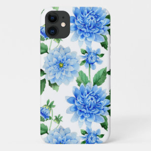 Case-Mate iPhone Case dahlias bleus sur fond blanc
