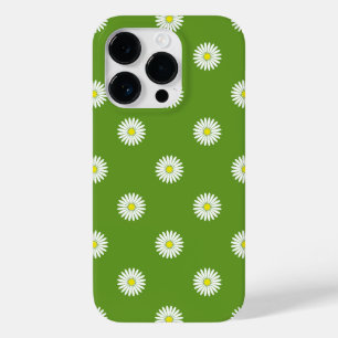Coque Pour iPhone 14 Pro Daisies Motif illustratif sur Vert