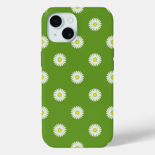 Coque Pour iPhone 15 Daisies Motif illustratif sur Vert