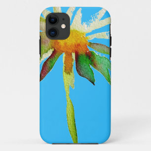 Coque iPhone 11 Daisy Blue Fleur d'Art Moderne
