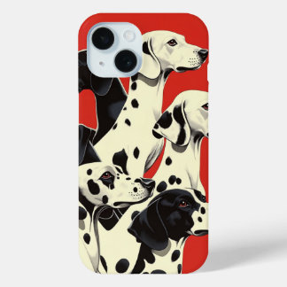 Coque Pour iPhone 15 Dalmatiens en formation | Art de chien gras