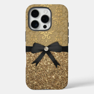 Coques iPhone 16 Pro Damas d'or, ruban et Parties scintillant