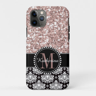 Case-Mate iPhone Case Damas et Parties scintillant rose, Monogramme