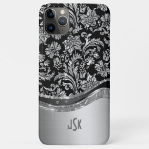Case-Mate iPhone Case Damas florales vintages en argent et noir