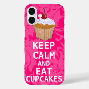 Coques iPhone 16 Plus Damas Rose Chaud GARDER CALME ET Manger Cupcakes
