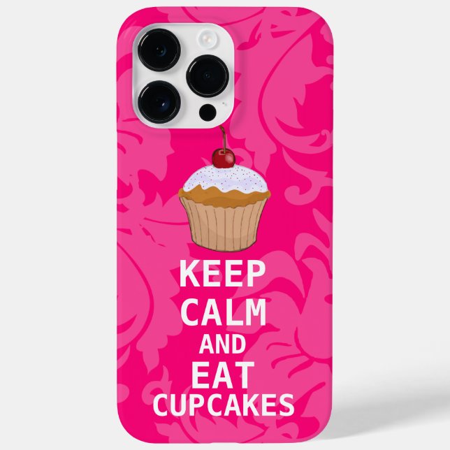 Coques Case-Mate iPhone Damas Rose Chaud GARDER CALME ET Manger Cupcakes (Verso)