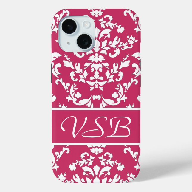Coques Case-Mate iPhone Damas roses #3 avec monogramme à Victoria Shaylee (Verso)