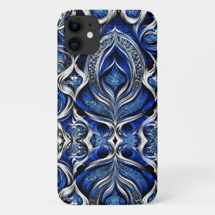 Case-Mate iPhone Case Damask Argent Bleu Noir Abstrait