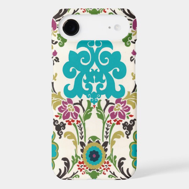 Coques Case-Mate iPhone Damask Floral Patterns Plum Turquoise (Verso)
