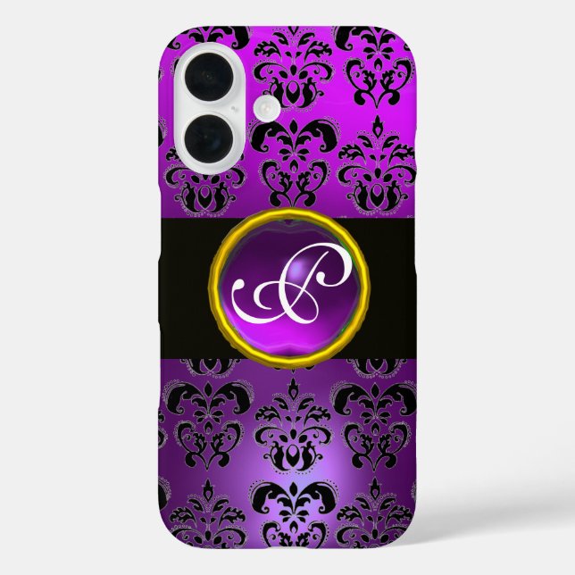 Coques Case-Mate iPhone DAMASK GEM MONOGRAM Violet violet Améthyste (Verso)