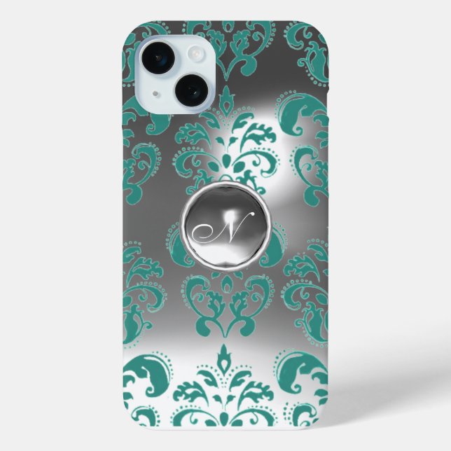 Coques Case-Mate iPhone DAMASK GEM MONOGRAS bleu blanc (Verso)