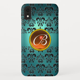 Etui iPhone Case-Mate DAMASK GEM MONOGRAS bleu noir orange