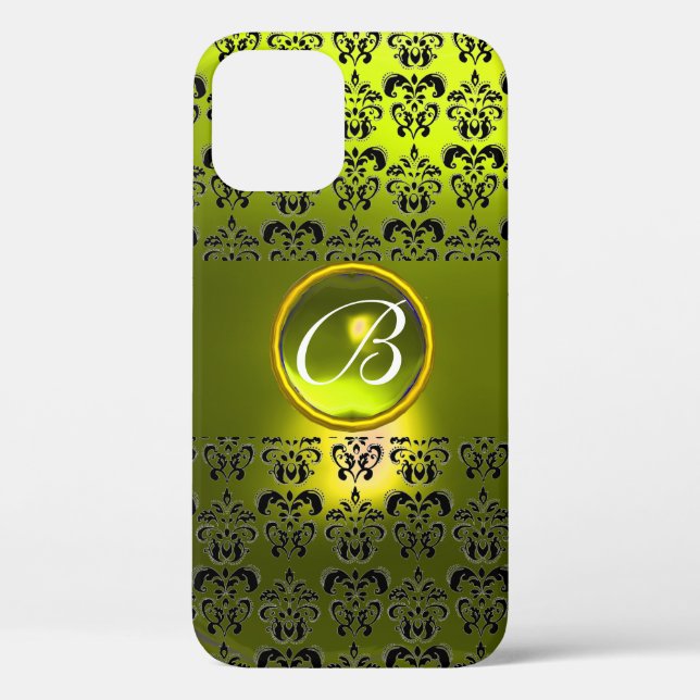 Coques Case-Mate iPhone DAMASK GEM MONOGRAS Jaune (Verso)