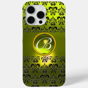 Coque iPhone 15 Pro Max DAMASK GEM MONOGRAS Jaune
