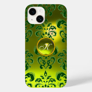 Coques Pour iPhone DAMASK GEM MONOGRAS jaune vert