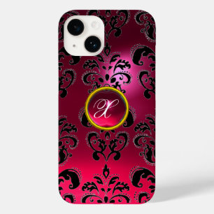 Coque Pour iPhone 14 DAMASK GEM MONOGRAS rose
