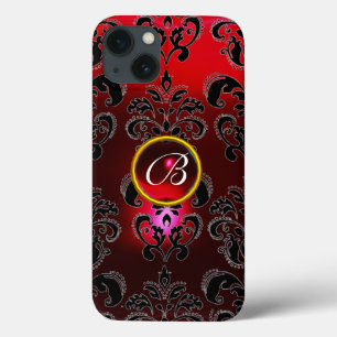 Case-Mate iPhone Case DAMASK GEM MONOGRAS Rouge Bourgogne Noir