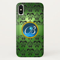 DAMASK GEM MONOGRAS vert noir bleu