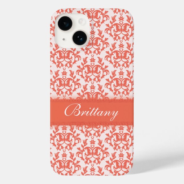 Coques Case-Mate iPhone Damask orange emberglow name iphone (Verso)