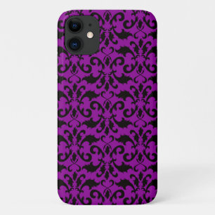 Coques Pour iPhone Damask Patch, Purple Damask, Français Damask