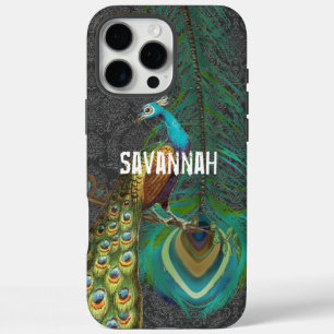 iPhone 16 Pro Max Case Damask Peacock & Feather You Choose Color