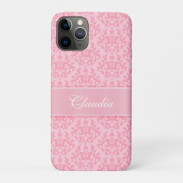 Coques Case-Mate iPhone Damask rose pâle kangourou nom de patte (Dos)