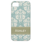 Damassé bleue et verte