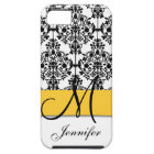 Damassé florale blanche noire jaune de monogramme
