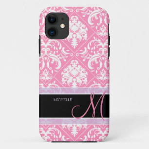 Etui iPhone Case-Mate Damassé rose et blanche de joli Bubblegum avec le