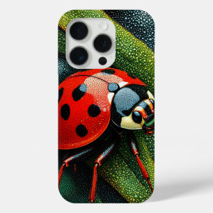 Coque iPhone 15 Pro Dame coccinelle esthétique florale de la nature pr